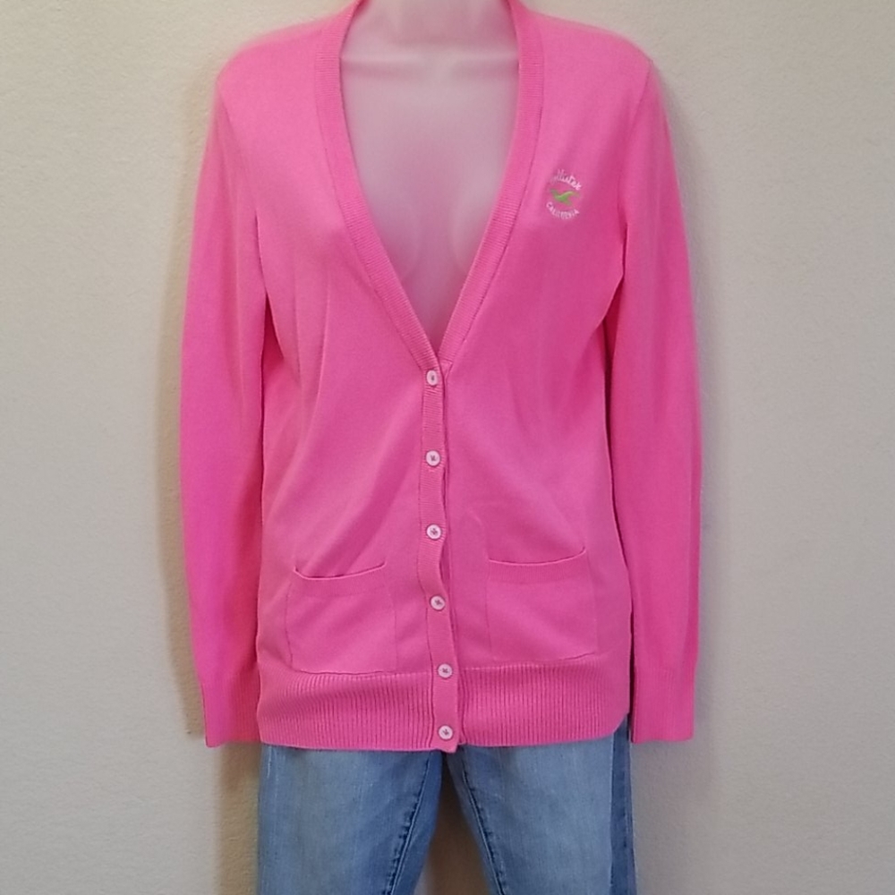 Hollister hot pink cardigan